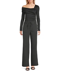 NIA Thalia Micro Pin Stripe Straight Leg Pull-On Drawstring Pants