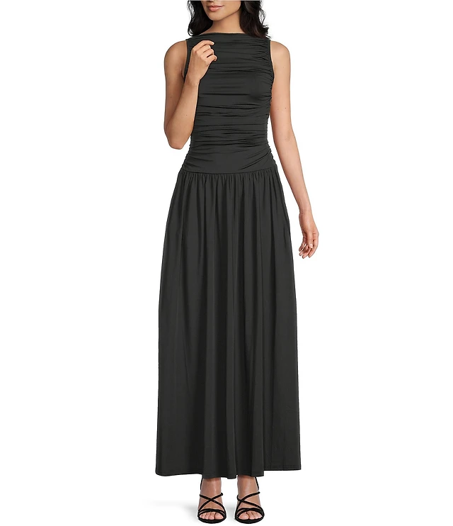 chinese dress ladies Blue Cotton Blend Drop Waist Maxi Dress  Mint Velvet