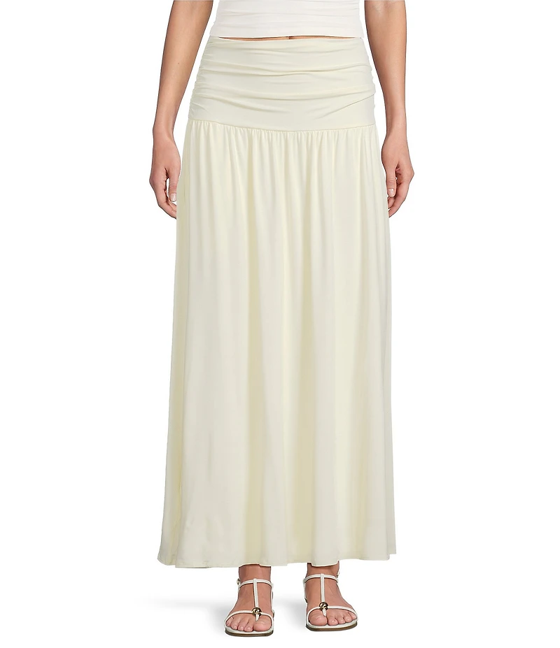 NIA Tierra Jersey Ruched Waist Pull-On Maxi Skirt