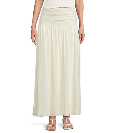 NIA Tierra Jersey Ruched Waist Pull-On Maxi Skirt