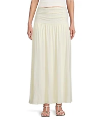 NIA Tierra Jersey Ruched Waist Pull-On Maxi Skirt