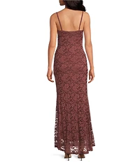 NIA Vetiver Square Neck Lace Long Dress