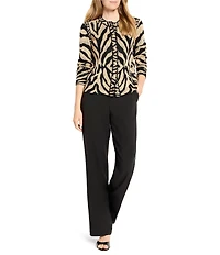 NIC + ZOE Animal Jacquard Round Neck Long Sleeve Cardigan