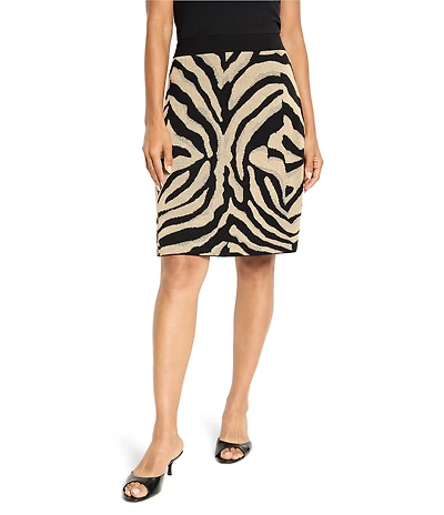 NIC + ZOE Animal Jacquard Knit A-Line Skirt