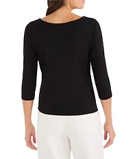 NIC + ZOE Ballet Boat Neck 3/4 Sleeve Tee