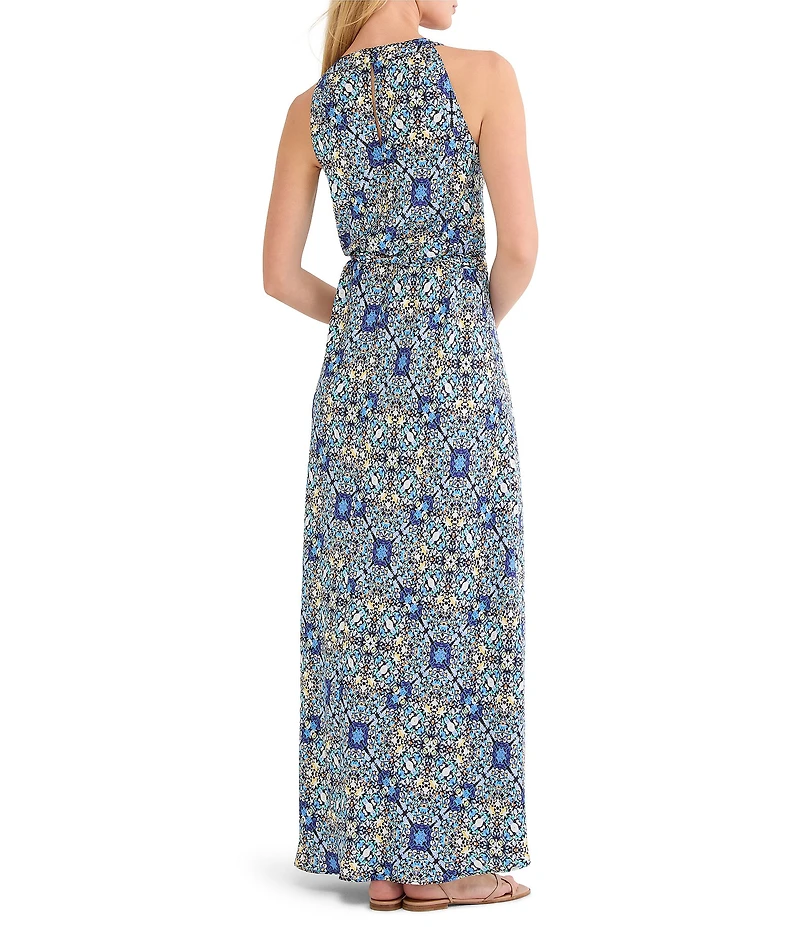 NIC + ZOE Becca Filagree Tile Round Neck Sleeveless Maxi Dress