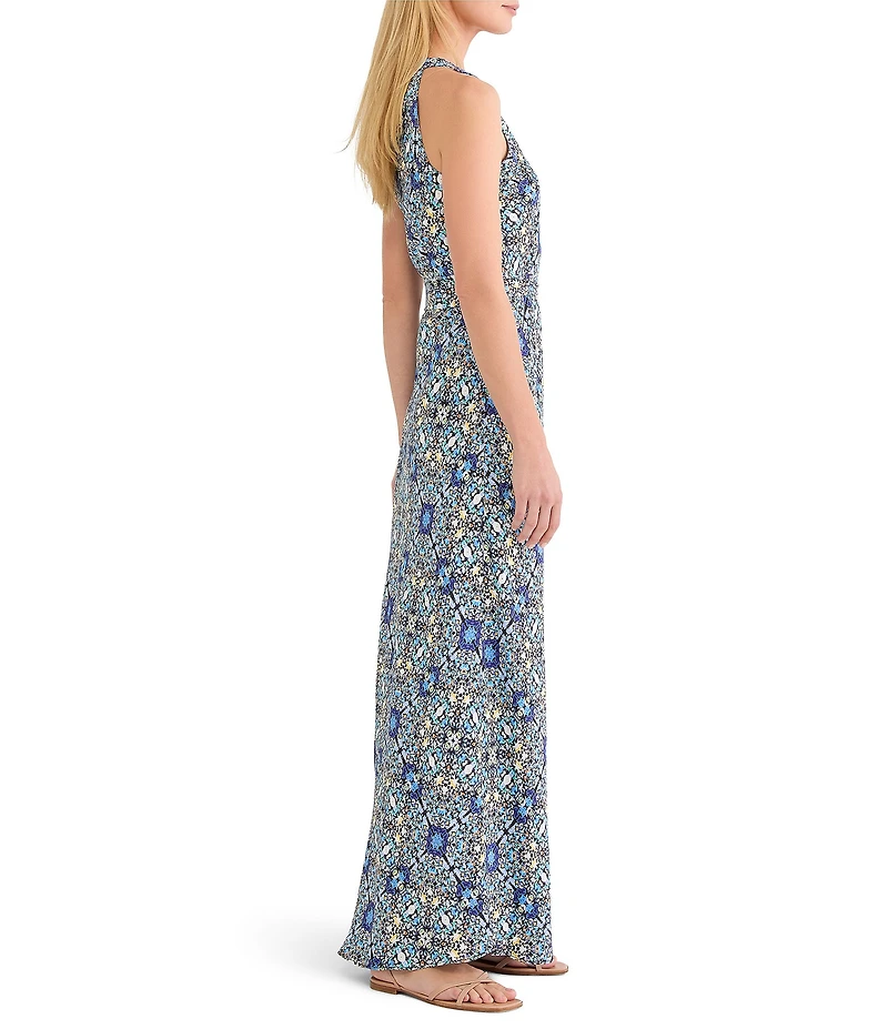 NIC + ZOE Becca Filagree Tile Round Neck Sleeveless Maxi Dress