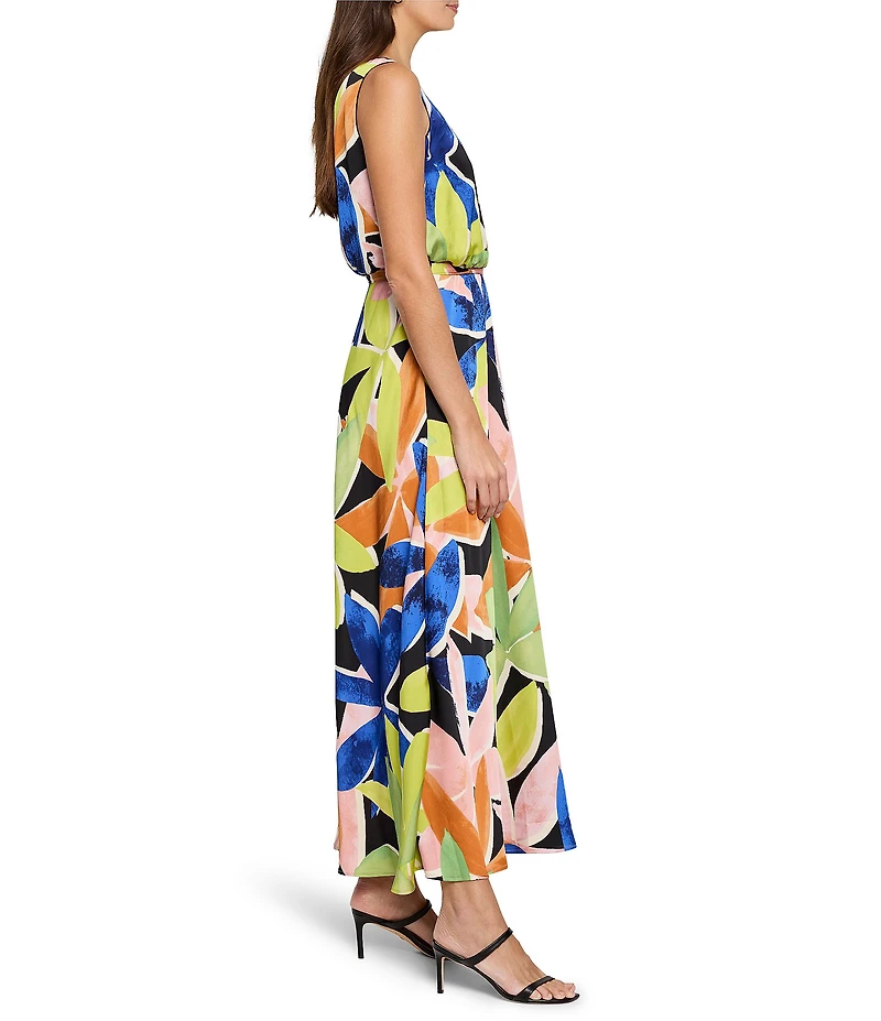 NIC + ZOE Bianca Mega Blooms Print V-Neck Sleeveless Blouson Maxi Dress