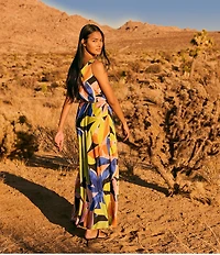 NIC + ZOE Bianca Mega Blooms Print V-Neck Sleeveless Blouson Maxi Dress