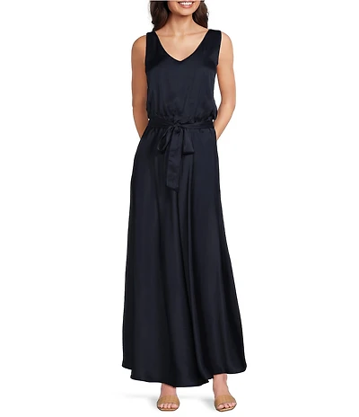 NIC + ZOE Bianca Woven V-Neck Sleeveless Blouson Maxi Dress