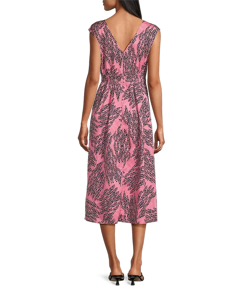 NIC + ZOE Blush Of Spring Dierdre V-Neck Sleeveless Fit-And-Flare Midi Dress