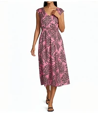 NIC + ZOE Blush Of Spring Dierdre V-Neck Sleeveless Fit-And-Flare Midi Dress