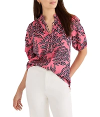 NIC + ZOE Blush Of Spring V-Neck Elbow Sleeve Peasant Top