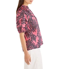 NIC + ZOE Blush Of Spring V-Neck Elbow Sleeve Peasant Top