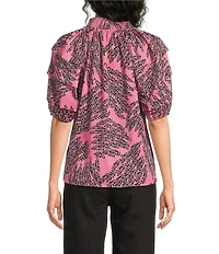 NIC + ZOE Blush Of Spring V-Neck Elbow Sleeve Peasant Top