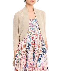 NIC + ZOE Bolero Lightweight Linen Blend Knit Open Front 3/4 Sleeve Cardigan