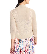 NIC + ZOE Bolero Lightweight Linen Blend Knit Open Front 3/4 Sleeve Cardigan