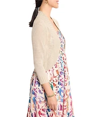 NIC + ZOE Bolero Lightweight Linen Blend Knit Open Front 3/4 Sleeve Cardigan