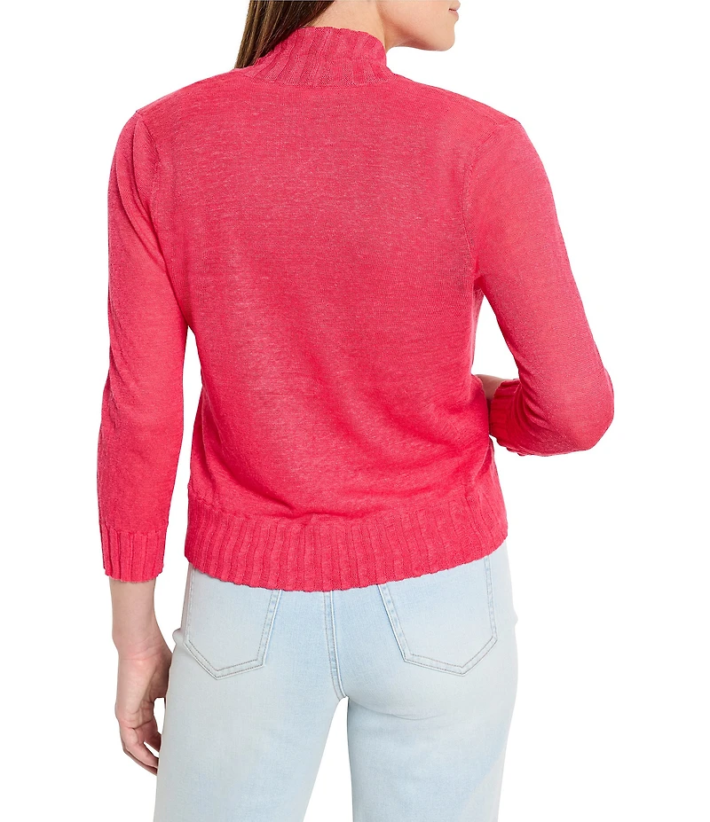 NIC + ZOE Bolero Lightweight Linen Blend Knit Open Front 3/4 Sleeve Cardigan