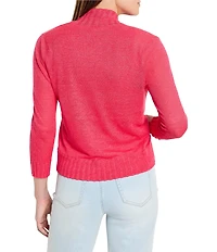 NIC + ZOE Bolero Lightweight Linen Blend Knit Open Front 3/4 Sleeve Cardigan