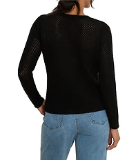 NIC + ZOE Breezeway Round Neck Long Sleeve Mesh Sweater