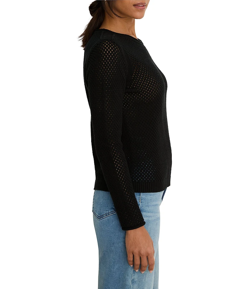 NIC + ZOE Breezeway Round Neck Long Sleeve Mesh Sweater