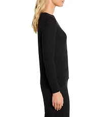 NIC + ZOE Breezy Texture V-Neck Long Sleeve Pullover Top