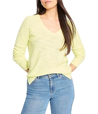 NIC + ZOE Breezy Texture V-Neck Long Sleeve Sweater