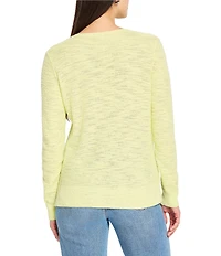 NIC + ZOE Breezy Texture V-Neck Long Sleeve Sweater