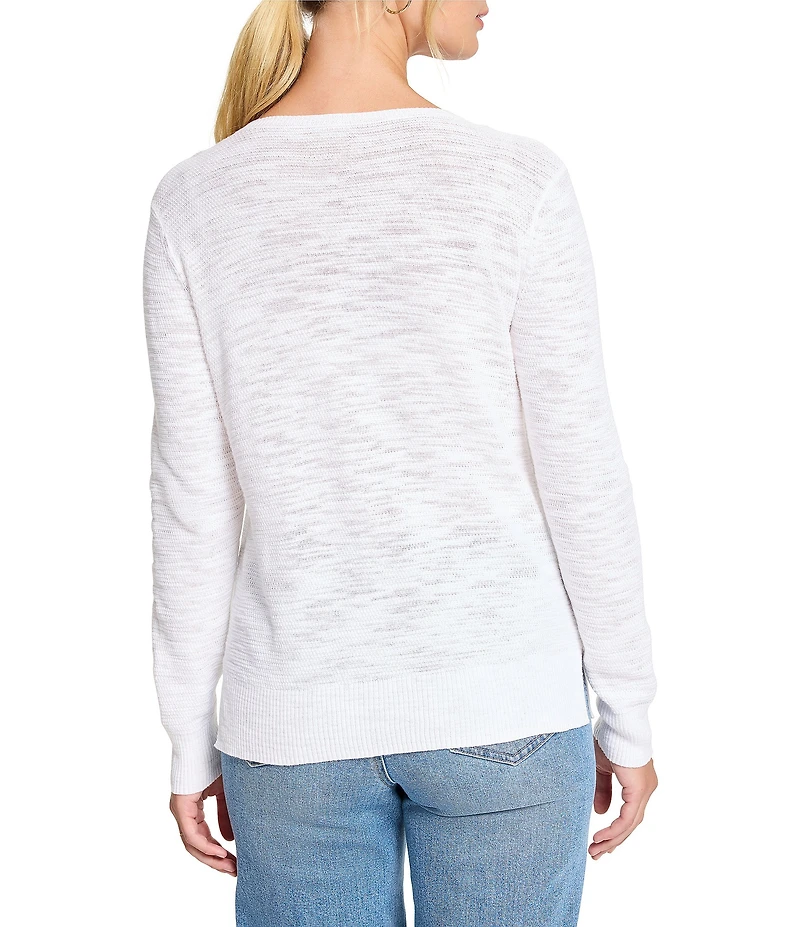 NIC + ZOE Breezy Texture V-Neck Long Sleeve Sweater