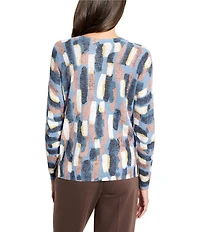 NIC + ZOE Brushstroke Waffle Knit V-Neck Long Sleeve Sweater
