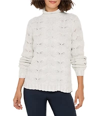 NIC + ZOE Cable Sparkle Knit Funnel Neck Long Sleeve Sweater