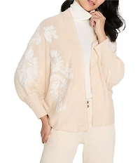 NIC + ZOE Cashmere Blend Floral Embroidered Long Sleeve Cardigan