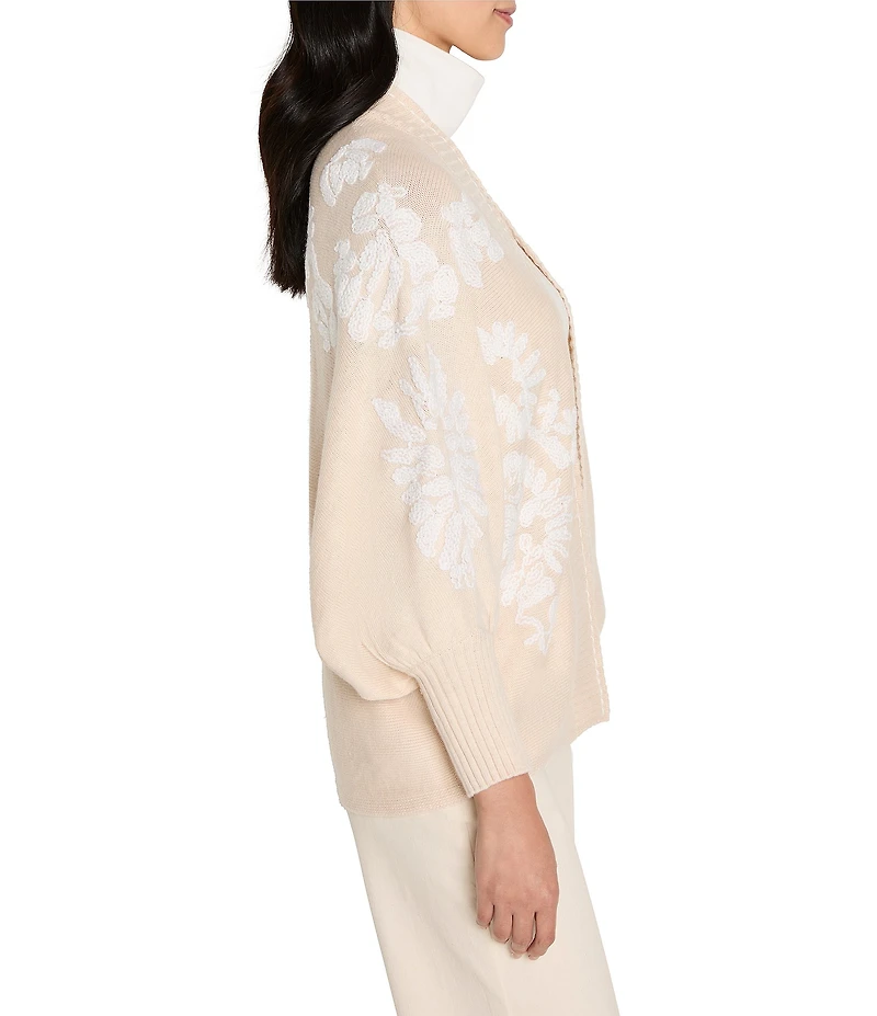 NIC + ZOE Cashmere Blend Floral Embroidered Long Sleeve Cardigan