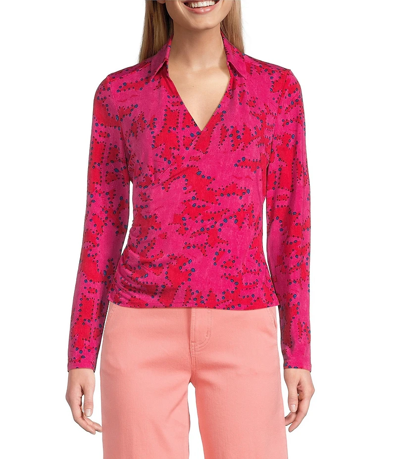 NIC + ZOE Clashy Petal Knit V-Neck Long Sleeve Wrap Top