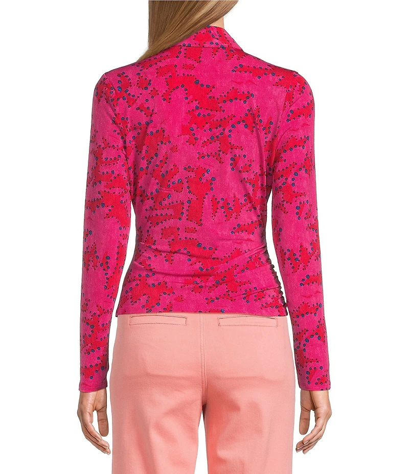 NIC + ZOE Clashy Petal Knit V-Neck Long Sleeve Wrap Top