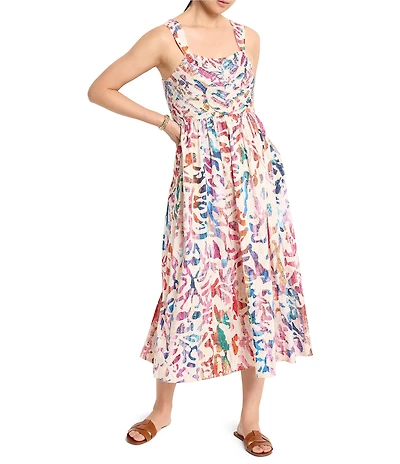 NIC + ZOE Color Wash Sarah Square Neck Sleeveless Fit-And-Flare Midi Dress