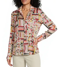 NIC + ZOE Colorweave Shirt Collar Long Sleeve Button Front Shirt