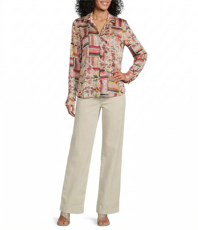 NIC + ZOE Colorweave Shirt Collar Long Sleeve Button Front Shirt