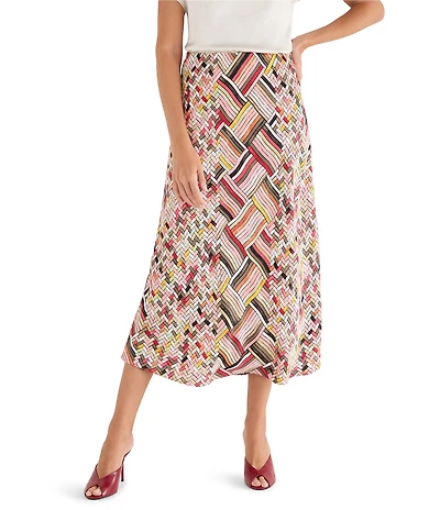 NIC + ZOE Colorweave Woven Bias Cut Midi Slip Skirt