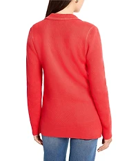 NIC + ZOE Contrast Stitch Knit Notch Lapel Long Sleeve Blazer