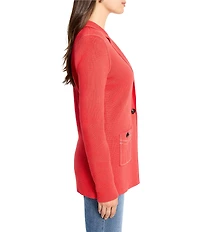 NIC + ZOE Contrast Stitch Knit Notch Lapel Long Sleeve Blazer