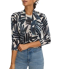 NIC + ZOE Coordinating Palms Print 3/4 Sleeve Open-Front Bolero Cardigan