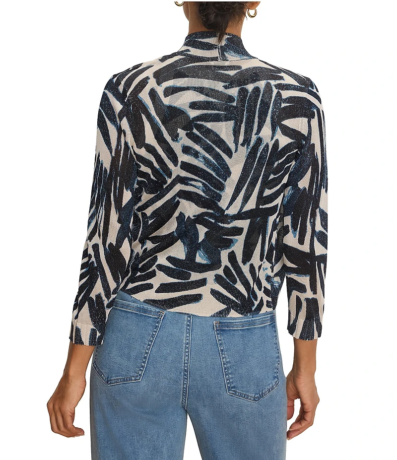 NIC + ZOE Coordinating Palms Print 3/4 Sleeve Open-Front Bolero Cardigan