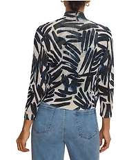 NIC + ZOE Coordinating Palms Print 3/4 Sleeve Open-Front Bolero Cardigan