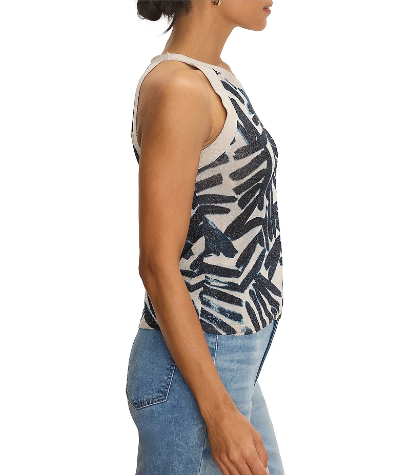 NIC + ZOE Coordinating Palms Print Crew Neck Sleeveless Sweater Tank