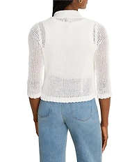 NIC + ZOE Cotton-Blend 3/4 Sleeve Open-Front Cardigan Sweater