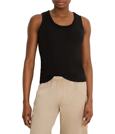 NIC + ZOE Cotton Slub Knit Ruffle Scoop Neck Sleeveless Tank