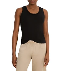 NIC + ZOE Cotton Slub Knit Ruffle Scoop Neck Sleeveless Tank