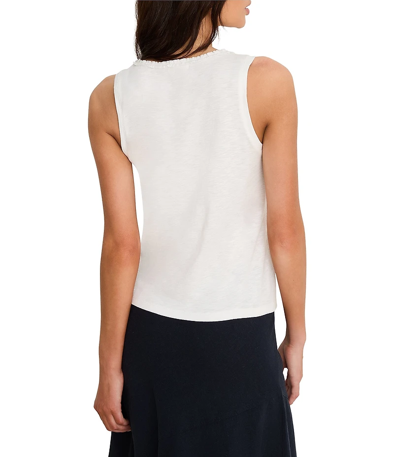 NIC + ZOE Cotton Slub Knit Ruffle Scoop Neck Sleeveless Tank